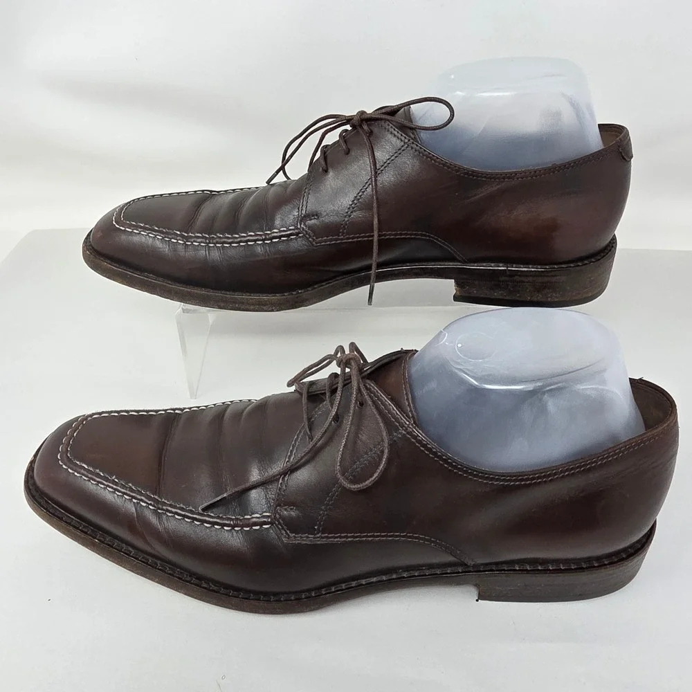 Salvatore Ferragamo Studio Derby Shoes Mens 9 D Brown Leather Split Toe 14274